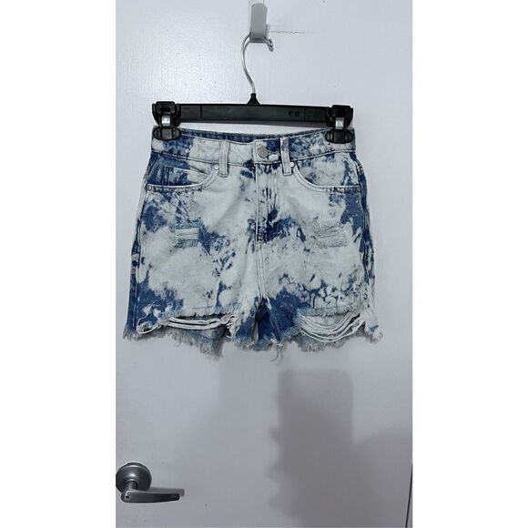 BP BLEACHED WASHED HIGH WAISTED DENIM JEAN SHORTS WOMENS SIZE 24 - Picture 2 of 14